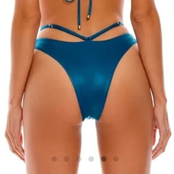 NEW Agua Bendita blue Egle Thoughts reversible bikini bottom, size L - Picture 3 of 12